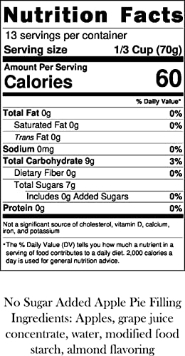 Amish Pie Filling - Two 32 Oz Jars (Apple No Sugar Added) #TOP2