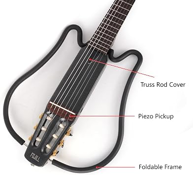 Fojill Electric Classical Guitar Classic Nylon String Travel Portable Foldable Fold Flding collapsible Silent Mahogany Body Maple Neck Rosewood Fretboard With Gig Bag