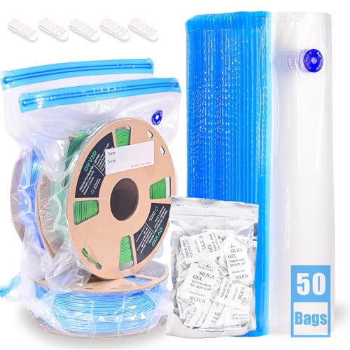 OVV3D Filament Aufbewahrung Kit 105pcs Ohne Pumpe Plus Size 32X34cm 50 3D-Druck Filament Vakuumbeutel 50 Trockenmittel Perfekt für die Lagerung von 3d Filament