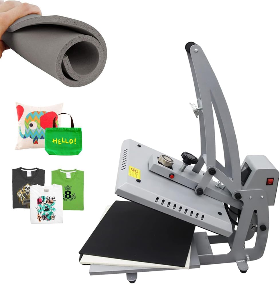 INTBUYING 15x15 Inch Heat Press Machine Magnetic Semi-Automatic Slide-Out Sublimation Transfer Machine Drawer Design Heat Transfer Machine with Silicone Pad for T-Shirts Printing