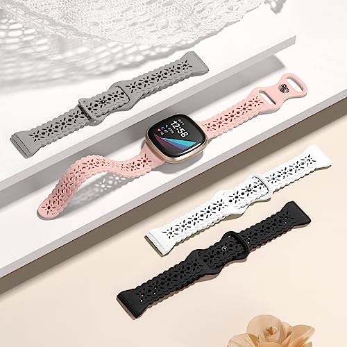 Charlam 4 Pack Lace Silicone Straps Compatible with Fitbit Versa 3/ Versa 4 Straps/Fitbit Sense/Sense 2 Strap - Image 4