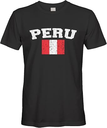Cybertela Mens Faded Distressed Peruvian Peru Flag T-Shirt