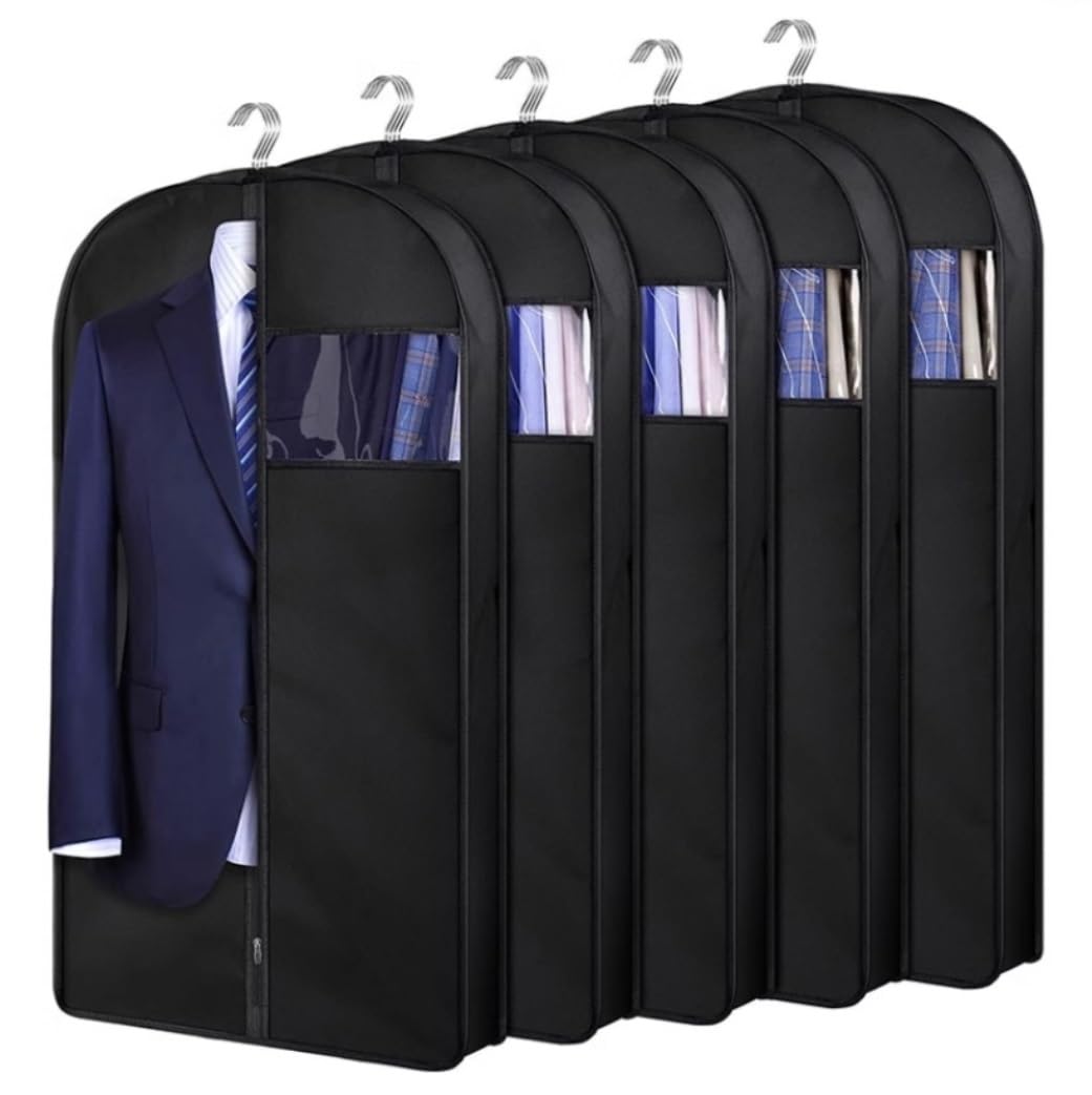 Portatrajes Funda Traje Bolsa De Ropa Con Fuelle De 3,9 Pulgadas Para Viajes Y Almacenamiento Con Cremallera, Asas De Transporte Para Trajes, Vestidos, Abrigos, Paquete De 5 Funda Ropa Portatrajes Via