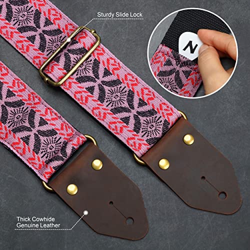 image for Nefelibata Guitar Strap,Jacquard Embroidery Cotton Guitar Straps with 