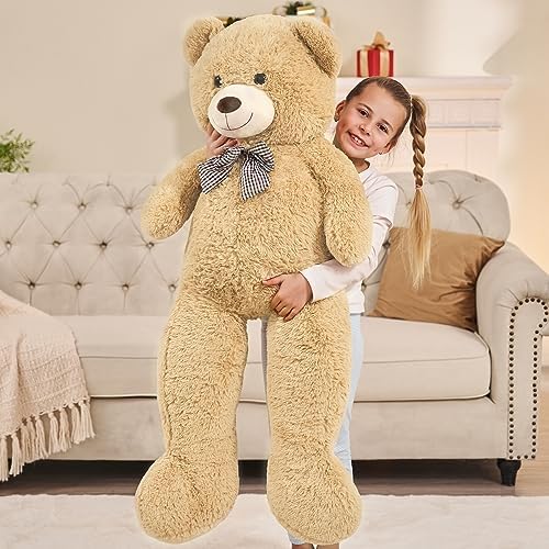 MaoGoLan Giant Teddy Bear 4 Feet,Adorable and Cuddly Big Bear Stuffed Animal 47", Classic Teddy Bear Plush Gift Decoration for Baby Shower,Party,Birthday,Valentines Day,Tan - 4
