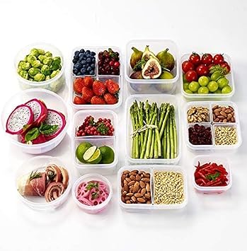 Komax Biokips Lunch Containers Set of 4 - Airtight Food Storage Containers w/ 2 Removable Compartments BPA-Free Plastic Meal Prep Container Set - Dishwasher Safe Lunch Box Containers (30.4 oz)