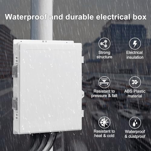 Image of Namunanee Outdoor Electrical Junction Box with High Power Outlet, ABS Water Resistant Enclosure with Internal Mounting Panel & Hinged Cover. (18.1 inch H* 12.6 inch L* 4.3 inch W & Outlet)