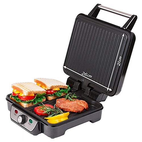 TZS First Austria Elektro-Tischgrill | Grillplatte für Fleisch & Gemüse | Kontaktgrill mit Antihaftbeschichtung | regelbares Thermostat | 1800 W
