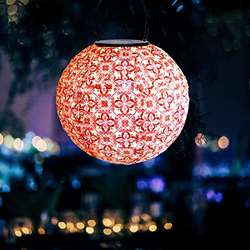 Eariy Lampion solaire LED pour fête de jardin, lanterne solaire en plein air, étanche, lumière à suspendre, style chinois, lumière décorative pour jardin, balcon