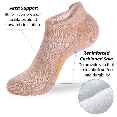 Image of ATBITER Women's Ankle Socks Cushioned Running Athletic No Show Socks-6Pairs | Ladies Low Cut Short Workout Gym Socks With Tab Non Slip for Yoga Pilates Casual Dress Flats Sneaker Shoe Size 6-8 /8-10 /10-12