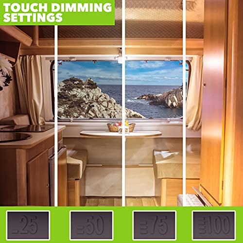 Leisure Led Rv Led Ceiling Light Fixture 20" X 6.5" - 1450 Lumen With Touch Dimmer Switch Interior Burnt Bronze Lighting For Car/Rv/Trailer/Camper/Boat Dc 12V Natural White 4000-4500K (2-Pack) #TOP3