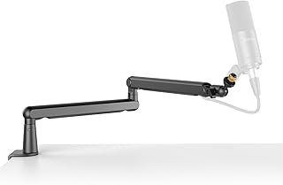 FIFINE Low Profile Mic Boom Arm, Swivel Arm Stand with Desk Mount, Cable Management Channels, Screw Adapter Mounting, Adjustable Foldable Studio Mic Arm Stand for Podcast, Streaming, Gaming-BM88