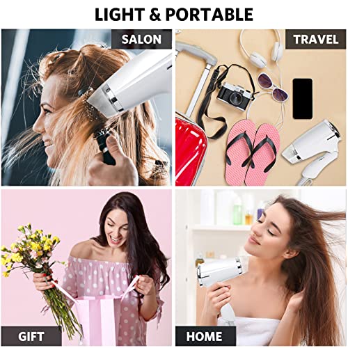 Compact Hair Dryer With Folding Handle, Professional Foldable Blow Dryer Negative Ions Travel Blow Hair Dryer Low Noise Long Cord #TOP6