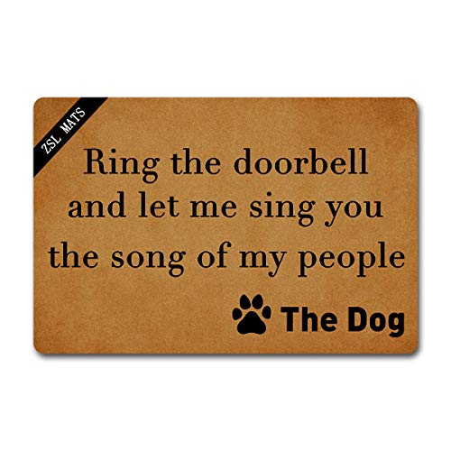 Indoor Outdoor Doormat Non Slip Door Mats Funny Welcome Front Door Mat Kitchen Entrance Shoe Mat (23.6 X 15.7 In) Ring The Doorbell And Lef Me Sing You The Song Of My People ，The Dog #TOP25