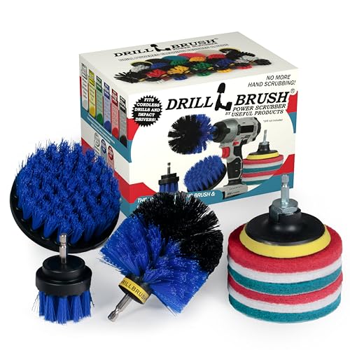 Image of Brush Drill Attachment Kit - Hot Tub Cleaner Brush - Pool Cleaner Brush | Cleaning Supplies - Drillbrush - Drill Brush Pads - Scrub Brush - Power Cleaning Brush - Rotary Drill Brush Cordless Scrubber