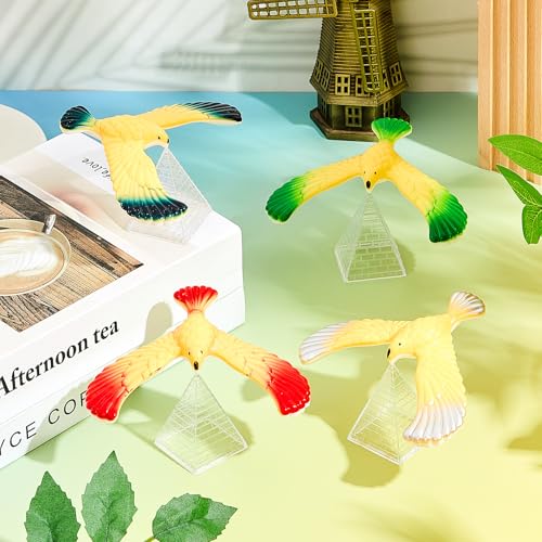 WinnerWhy 8 Pcs Balance Bird Gravity Bird with Pyramid Combination Physical Science Adults Office Desktop Novelty Eagle Trick Party Toy for Science Lovers Teachers Gift, Random Color - Thumbnail 4