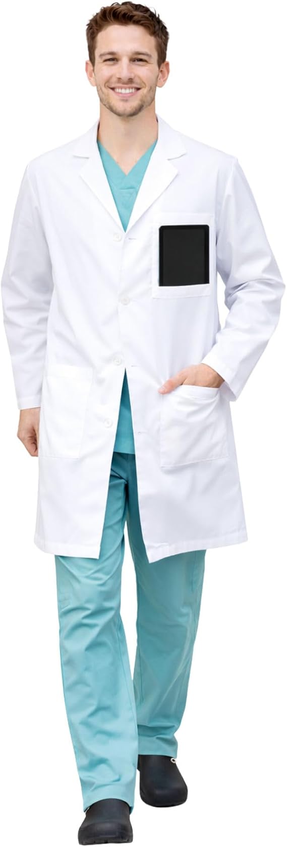 M&M SCRUBS Mens 38 Inch Lab Coat Medical Doctor Coat with iPad Pocket & 3 Pockets