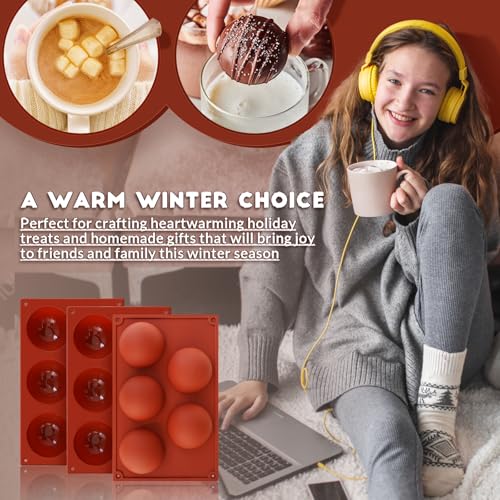 Image of HKNMTT Hemisphere Silicone Molds 3 Inch for Hot Cocoa Chocolate Bombs Valentines Semi Ball Making Kit Cake Decor Mould, Food Grade Non-stick Kitchen Baking Supplies Oven Safe