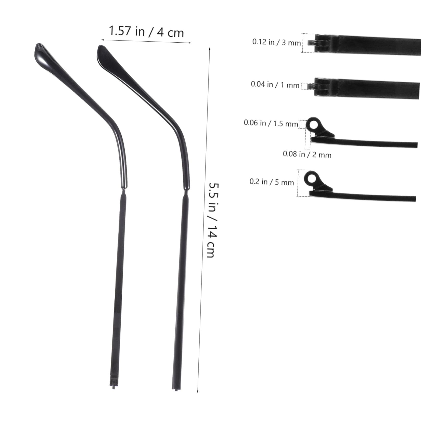 MUCKLILY Diy Metal Glasses Frame Temples 1 Pair Replacement Arms for Eyewear Black Long Lasting