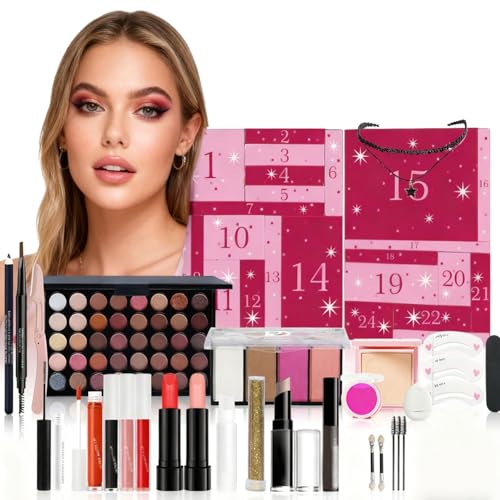 24 PCS Calendario adviento maquillaje 2026, calendario adviento mujer Regalo, Makeup Set de Maquillaje Calendario de Adviento con 24 de Cosméticos Nochebuena Navidad (2)
