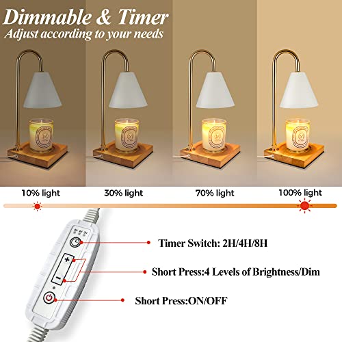 Candle Warmer Lamp With Timer 2H/4H/8H, Dimmable Candle Lamp With 2 Bulbs, Gifts For Women, Electric Candle Melter Lamp Compatible With Scented Jar Candles, Aromatic Candle Warmer Light For Home Decor #TOP2