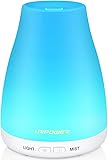 URPOWER 2nd Version Essential Oil Diffuser with Adjustable Mist Mode Waterless Auto Shut-Off and 7 Color LED Lights for Home Office, One Size (Pack of 1), White - commissions earned