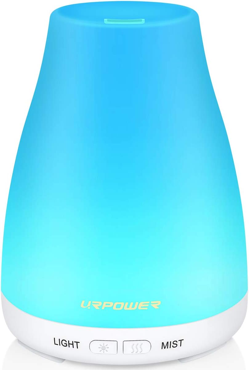 URPOWER 2nd Version Waterless Auto Shut-off and 7 Color LED Lights Changing Essential Oil Diffuser with Adjustable Mist Mode for Home (White)
