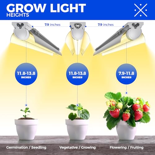 Image of Barrina Grow Light Bulb, 96W(4 x 24W), Full Spectrum 2FT LED Grow Light, V-Shape T8 LED Grow Light Strips, Plant Lights for Indoor Plants, 4-Pack