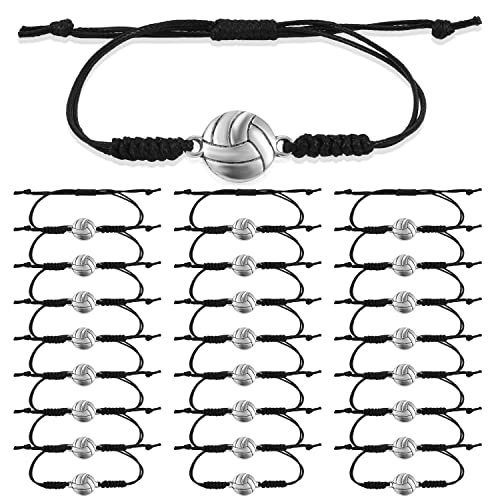 SAVITA 24 Pulseras de Voleibol, Pulsera de Voleibol Cuerda Trenzada Ajustable con Decoración de Colgante Voleibol, Regalos para Adolescentes, Mujeres, Hombres, Jugadores