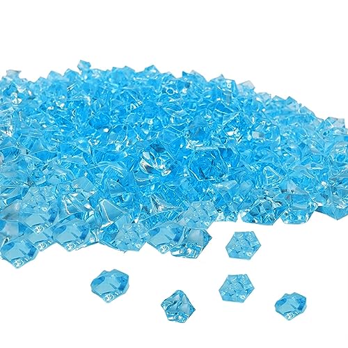 zhuohai 300 Pcs Acrylic Ice Rocks Crystals Gems Bulk Fake Crystals Plastic Diamonds for Vase Filler Wedding Decoration Table Scatter Party Arts Crafts Display (Light Blue)