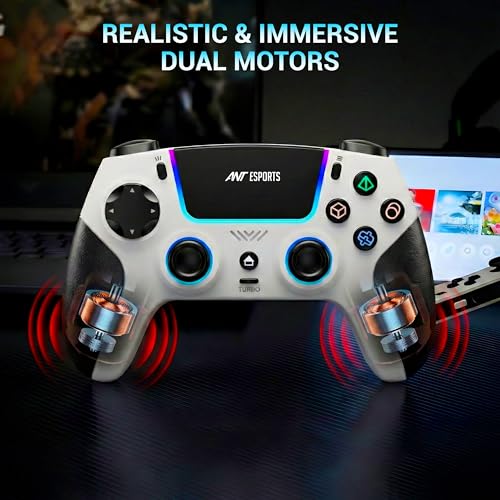 Image of Ant Esports SUPERNOVA Tri-Mode Enhanced Wireless Gamepad, Bluetooth & 2.4G Dongle, Hall Joysticks &Triggers, Touchpad, RGB, No Stick Drift, No Dead Zone -For Windows PC, Android, Steam, iOS, PS4 White