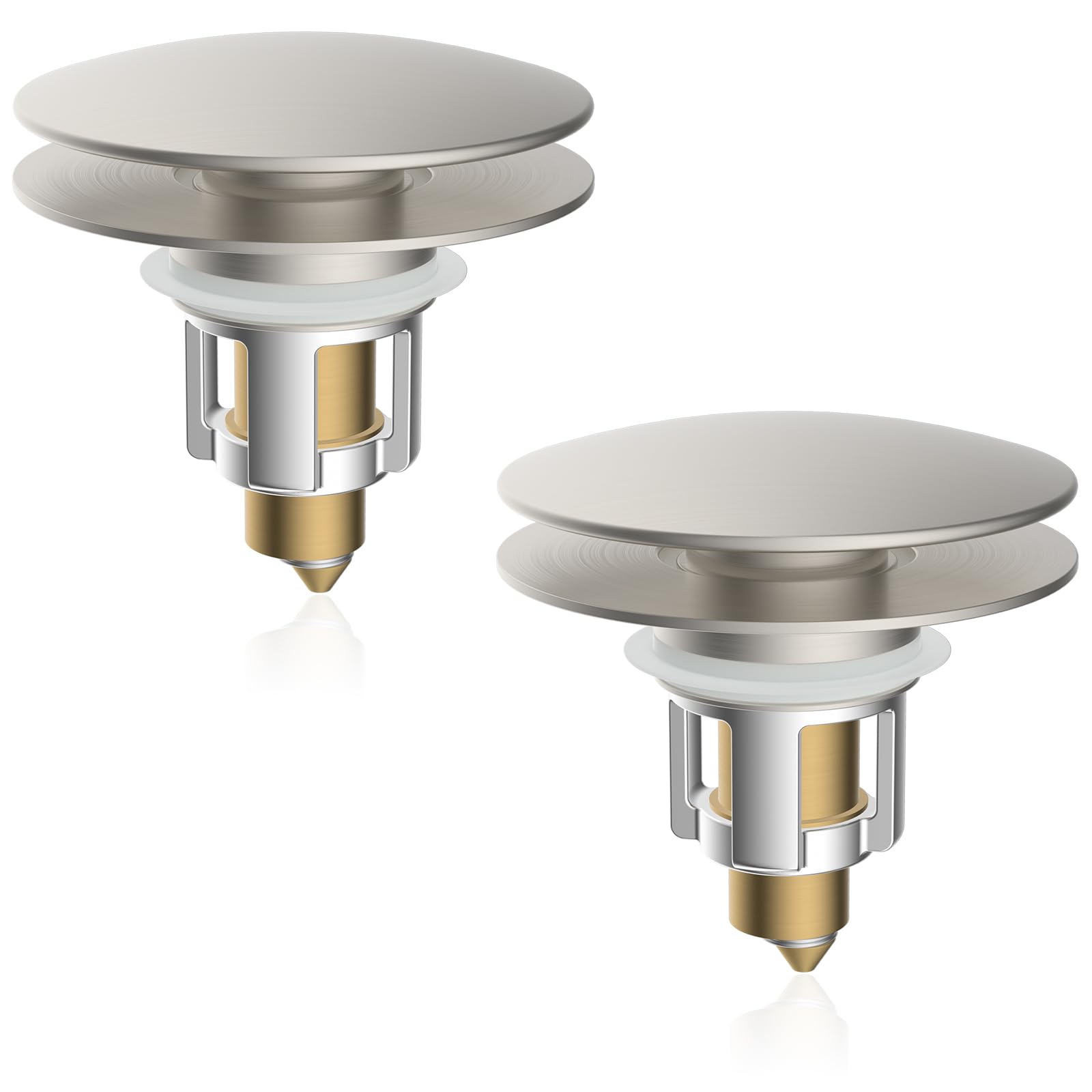 iFealClear 2 Pack Universal Bathroom Sink Stopper, Pop Up Sink Drain Strainer with Hair Catcher Basket, Fit 1.1"-2.36" US Basin, Wash Basin Drain Plug