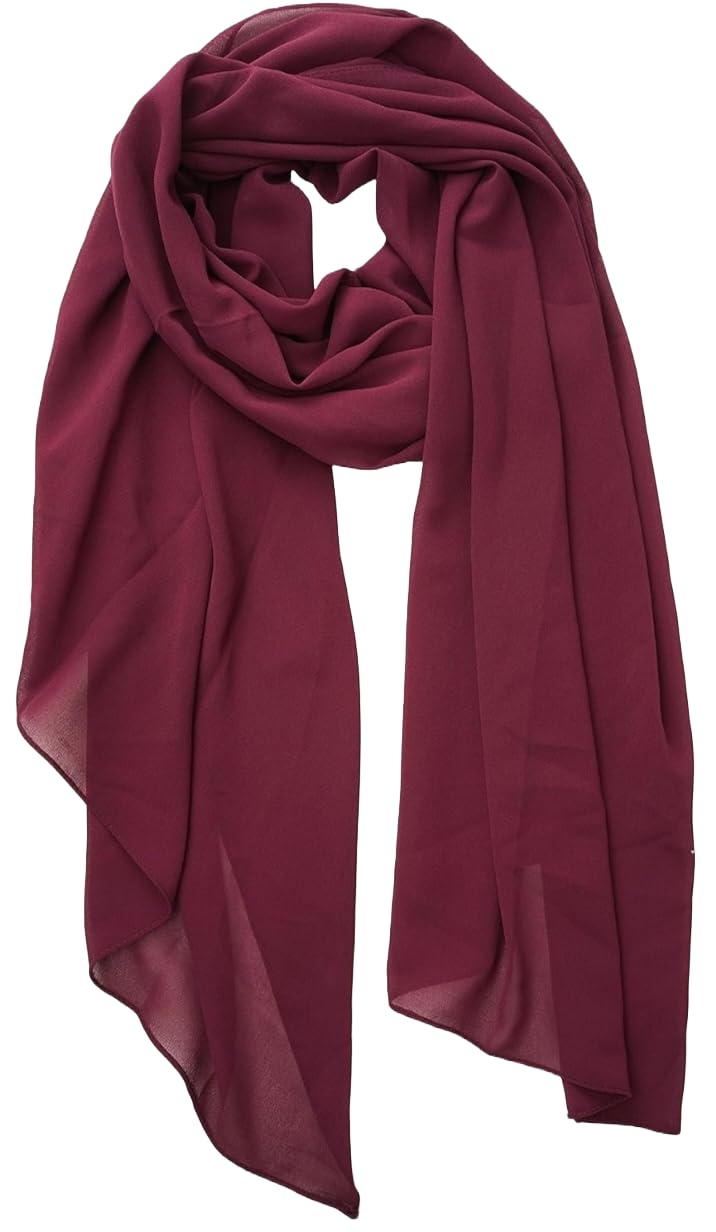 Women's Burgundy Georgette Hijab Stole, Premium Head Scarf-image-2
