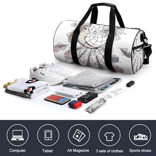 Duffel bag plume attrape-rêves compact 45x23x23cm multi-usages