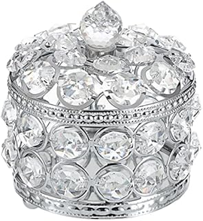 SUMTree Crystal Jewelry Box with Crystal Handle Lid Decorative Treasure Box for Rings Earrings Necklace Small Trinket Gift Box Organizer for Anniversary/Valentine's/Christmas etc. (Silver Small)