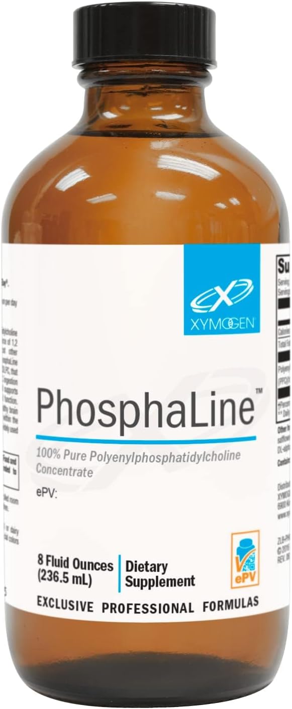 XYMOGEN PhospaLine Liquid - 3 g of Pure Polyenylphosphatidylcholine - Supports Healthy Nervous System & Cardiovascular Health - Vegan, Gluten-Free & Non-GMO - 8 fl oz