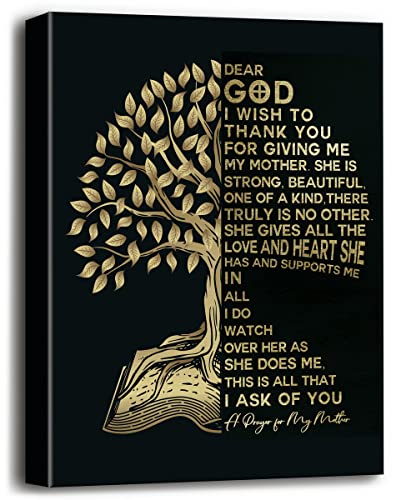 Canvas Wall Art Inspirational Quote Birthday Gifts for Mom, A Prayer for My Mother Poem, Gifts for Mom from Daughter/Son Canvas Prints Poster Wall Art
