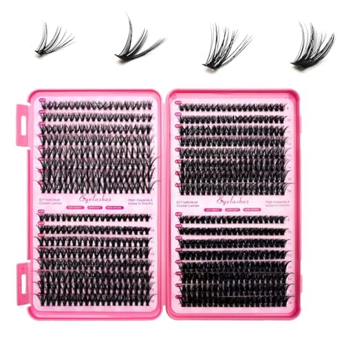 KOLZEMV 632 PCS pestañas, Pestañas Postizas Cluster Lashes Kit, Kit Pestañas Pelo a Pelo DIY com pestañas postizas, Extensiones de Pestañas with Lash Bond, 9-16mm Mixed Eyelashes DIY (30-60P)