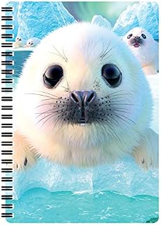 3D LiveLife A5 Plain Recycled Paper Notebook - Seal Pups from Deluxebase. 80 Page Lenticular 3D Seal Notebook. School/Office Stationery with Artwork Licensed from Renowned Artist David Penfound
