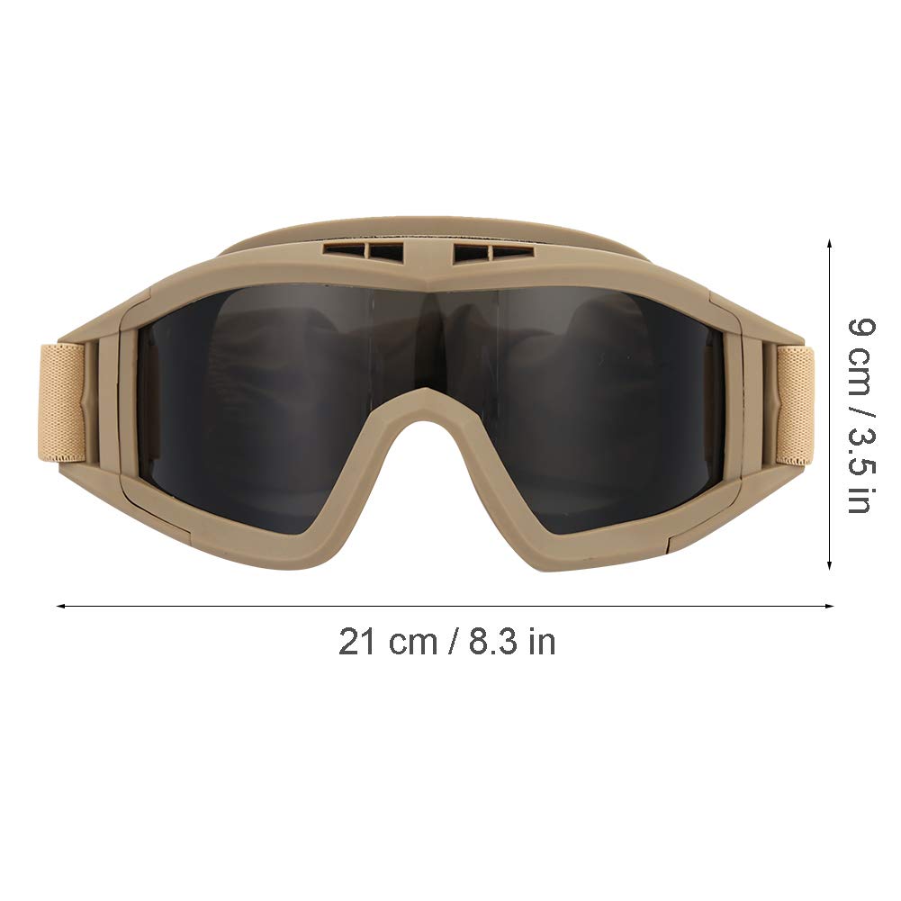 Alomejor Occhiali Tattici Occhiali di Protezione Antiappannamento Antiappannamento Con 3 Lenti di Protezione Spettacolo per Ciclismo Guida Paintball tattico Airsoft Ski(Kaki)