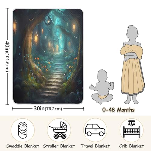 Image of Baby Blanket for Boys Girls - Fairy Fantasy Forest Blankets, Soft Breathable Nursery Bed Blankets 30 x 40 Inch