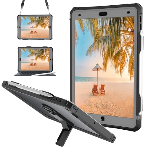 ShellBox iPad 10.2 9th/8th/7th�p �t���{�f�B�ی�P�[�X �}�O�l�b�g�y���V���z���_�[�t�� �L�[�{�[�h�C���^�[�t�F�[�X IP68�h���P�[�X iPad 10.2�C���` 2019-2021�p (�u���b�N)