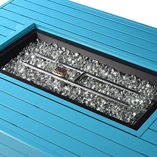 Image of Oakland Living Berlin-FPT-Blue Rectangular 48 in. x 36 in. Aluminum Propane Pit, Glass Beads, Two Covers, Lid, 57,000 BTUs Finish Fire Table