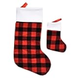 Ruluti 2pcs Christmas Stocking Set, Xmas Candy Pouch Bag for Tree Decoration Personalised Sock Gift Bag for Kids Adult Teenagers