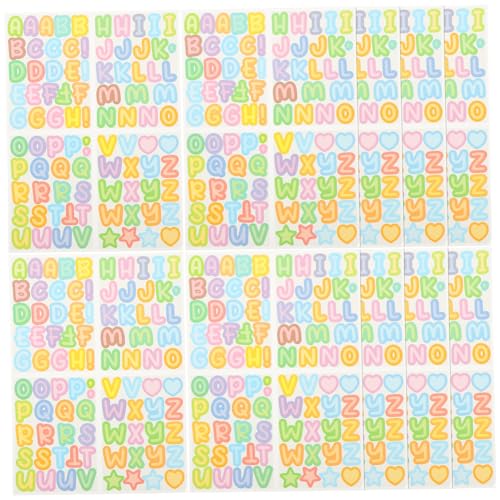 DRESSOOS 10feuilles Autocollants Lettres Autocollants Alphabet Étanches Pour Scrapbooking Diy