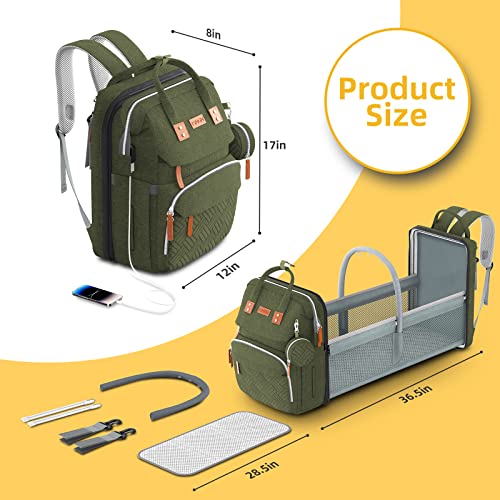 Image of ISMGN Diaper Bag Backpack with Changing Station, Large Diaper Bag, Baby Bag, Multifunctional Diaper Bag, ARMYGREEN