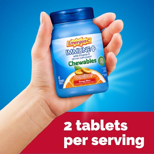 Emergen-C Immune+ Chewables 1000mg Vitamin C with Vitamin D Tablet, Immune Support Dietary Supplement for Immunity, Orange Blast Flavor - 42 Count - Image 6