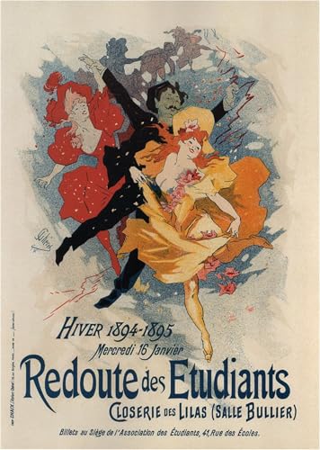 Pintura en lienzo vintage de Jules Chéret: cuadro decorativo grande de 60x90cm para casa