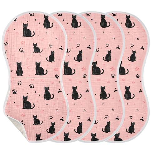 2 Pack Black Cat Muslin Burp Cloths Cotton Absorbent Baby Burping Rags for Boys Girls Soft Newborn Burp Bibs, 22 x 11 Inch3