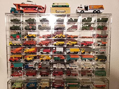 Hot 56 Compartment 1/64 Scale Toy Cars Wheels Matchbox Display Case Stand Wall Diecast Model Car Cabinet W/Door -Ahw64-56 23.5 X 15 X 2 Inches #TOP5